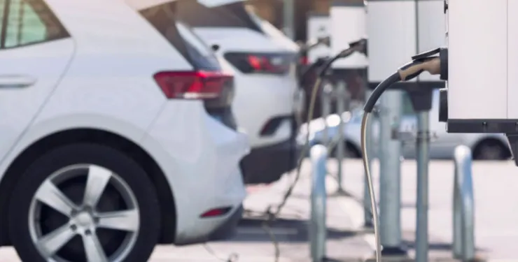 parking lot with EV charging stations