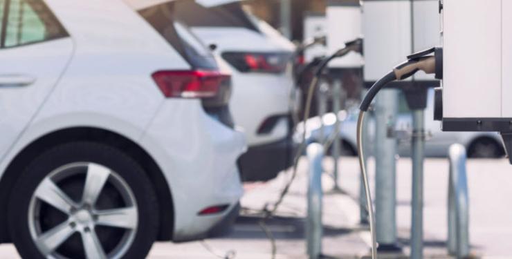 parking lot with EV charging stations