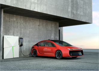 Electric Vehicle car plug into an EV Charging station