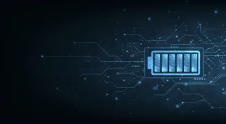 Battery cells symbols on dark blue background